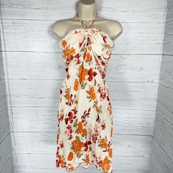Wet Seal Dresses & Skirts - VTG Wet Seal y2k medium ivory orange halter babydoll floral dress fairy romantic